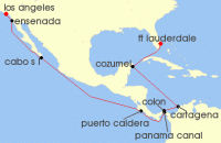 Cruise itinerary map for Viking Cruises 17 Night Panama Canal & The Pacific Coast (137990)