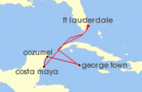 Cruise itinerary map for Celebrity Cruises 6 Night Grand Cayman & Mexico (36083)