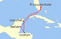 Cruise itinerary map for Princess Cruises 7 Night Western Caribbean with Mexico (117070)