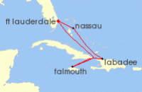 Cruise itinerary map for Royal Caribbean Cruises 6 Night Western Caribbean Cruise (128271)