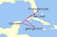 Cruise itinerary map for Celebrity Cruises 6 Night Grand Cayman, Mexico & Key West (23604)