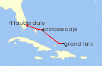 Cruise itinerary map for Princess Cruises 5 Night Caribbean Getaway with Grand Turk (17372)