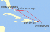 Cruise itinerary map for Princess Cruises 7 Night Eastern Caribbean with St. Thomas (17371)