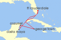 Cruise itinerary map for Princess Cruises 7 Night Western Caribbean with Grand Cayman (116196)