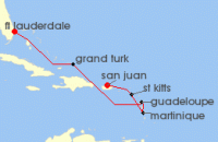 Cruise itinerary map for Crystal Cruises 7 Night The Americas & Caribbean - Fort Lauderdale To San Juan (133893)