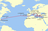 Cruise itinerary map for Princess Cruises 46 Night Mediterranean & Greek Isles Grand Adventure (135291)