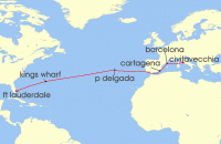 Cruise itinerary map for Celebrity Cruises 14 Night Spain & Bermuda Transatlantic (127877)