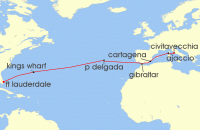 Cruise itinerary map for Princess Cruises 15 Night Western Mediterranean Passage (135276)