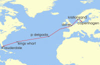 Cruise itinerary map for Princess Cruises 15 Night Northern Europe Passage (135266)