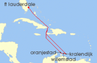 Cruise itinerary map for Celebrity Cruises 8 Night Aruba, Bonaire & Curacao (94130)
