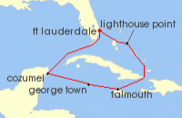 Cruise itinerary map for Disney Cruise Line 7 Night Halloween On The High Seas Western Caribbean Cruise From Fort Lauderdale (138022)