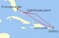 Cruise itinerary map for Disney Cruise Line 7 Night Eastern Caribbean Cruise From Fort Lauderdale (137901)