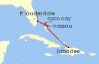 Cruise itinerary map for Royal Caribbean Cruises 6 Night Perfect Day At Cococay & Caribbean (142454)