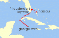 Cruise itinerary map for Celebrity Cruises 6 Night Key West, Mexico & Bahamas (141655)
