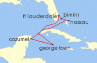 Cruise itinerary map for Celebrity Cruises 7 Night Grand Cayman, Mexico & Bahamas (128637)