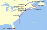 Cruise itinerary map for Holland America Line 14 Night Atlantic & Colonial New England (126899)