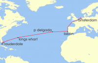 Cruise itinerary map for Celebrity Cruises 13 Night Portugal & Bermuda Transatlantic (137221)