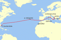 Cruise itinerary map for Princess Cruises 19 Night Western Mediterranean & Adriatic Grand Adventure (121814)
