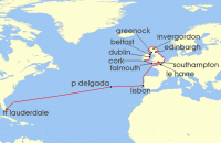 Cruise itinerary map for Princess Cruises 25 Night Western Europe & British Isles Grand Adventure (135196)