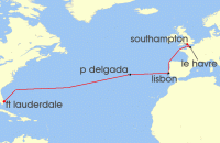 Cruise itinerary map for Princess Cruises 14 Night Western Europe Passage (121768)