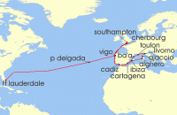 Cruise itinerary map for Princess Cruises 28 Night Western Europe Grand Adventure (143131)