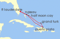 Cruise itinerary map for Holland America Line 7 Night Eastern Caribbean: Amber Cove & Bahamas (130184)