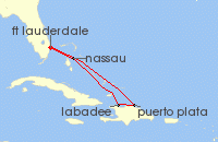 Cruise itinerary map for Royal Caribbean Cruises 6 Night Eastern Caribbean Cruise (128275)