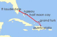 Cruise itinerary map for Holland America Line 7 Night Eastern Caribbean: Amber Cove & Bahamas (105783)