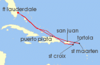 Cruise itinerary map for Celebrity Cruises 9 Night Eastern Caribbean Holiday (132664)