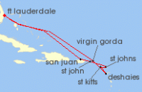 Cruise itinerary map for Silversea Cruises 11 Night Fort Lauderdale, Florida To Fort Lauderdale, Florida (124431)
