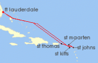 Cruise itinerary map for Celebrity Cruises 9 Night Antigua, St. Kitts & USVI Holiday (141652)