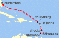 Cruise itinerary map for Celebrity Cruises 10 Night Ultimate Southern Caribbean (103719)