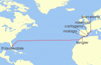 Cruise itinerary map for Holland America Line 14 Night Cultural Crossing With Morocco & Spain (135481)