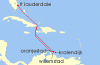 Cruise itinerary map for Celebrity Cruises 8 Night Aruba, Curacao & Bonaire (128297)