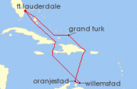 Cruise itinerary map for Princess Cruises 9 Night Southern Caribbean with Aruba (140992)