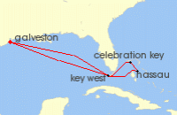 Cruise itinerary map for Carnival Cruises 7 Night The Bahamas (125180)