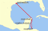 Cruise itinerary map for Carnival Cruises 7 Night Western Caribbean (115157)