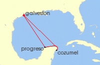 Cruise itinerary map for Disney Cruise Line 5 Night Very Merrytime Western Caribbean Cruise From Galveston (21073)