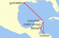 Cruise itinerary map for Royal Caribbean Cruises 7 Night Western Caribbean Holiday (119449)
