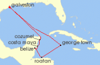 Cruise itinerary map for Regent Seven Seas Cruises 11 Night Waterfalls & Divers Galveston To Galveston (137123)