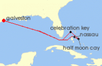 Cruise itinerary map for Carnival Cruises 8 Night The Bahamas (125175)