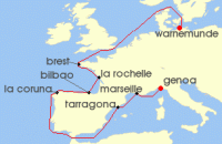 Cruise itinerary map for MSC Cruises 11 Night Northern Europe (140266)