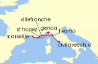 Cruise itinerary map for Explora Journeys 5 Night A Mediterranean Prelude to EXPLORA III (142300)