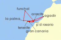 Cruise itinerary map for AIDA 12 Nacht Kanaren, Madeira & Marokko (136946)