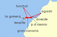 Cruise itinerary map for AIDA 14 Nacht Grose Kanaren-Reise mit Madeira & Marokko (124207)