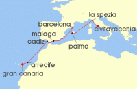 Cruise itinerary map for AIDA 10 Nacht Kanaren & Andalusien ab Gran Canaria 2 (134784)