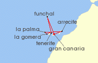 Cruise itinerary map for Costa Cruises 7 Night Canaries & African Atlantic from Las Palmas (125222)