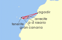 Cruise itinerary map for TUI Cruises 7 Nachte - Kanaren Mit Marokko - Ab/Bis Las Palmas (134821)