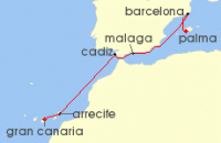 Cruise itinerary map for AIDA 7 Nacht Kanaren & Andalusien ab Gran Canaria 1 (134753)