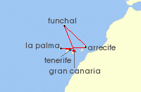 Cruise itinerary map for Marella Cruises 7 Night Atlantic Islands (31865)